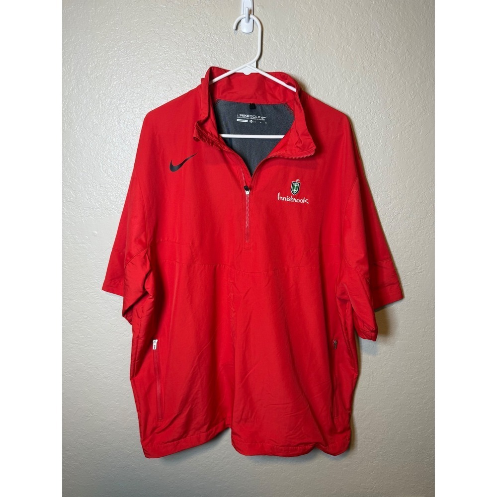 Nike Golf Red Pullover Short Sleeve Windbreaker Mens XL